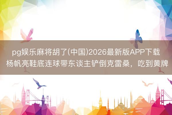 pg娱乐麻将胡了(中国)2026最新版APP下载 杨帆亮鞋底连球带东谈主铲倒克雷桑，吃到黄牌