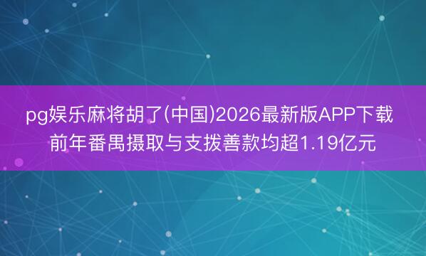 pg娱乐麻将胡了(中国)2026最新版APP下载 前年番禺摄取与支拨善款均超1.19亿元