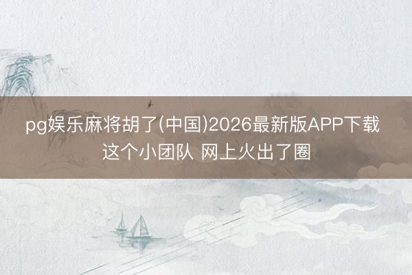 pg娱乐麻将胡了(中国)2026最新版APP下载 这个小团队 网上火出了圈