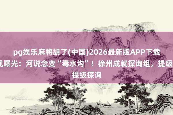 pg娱乐麻将胡了(中国)2026最新版APP下载 央视曝光:河说念变“毒水沟”!徐州成就探询组,提级探询
