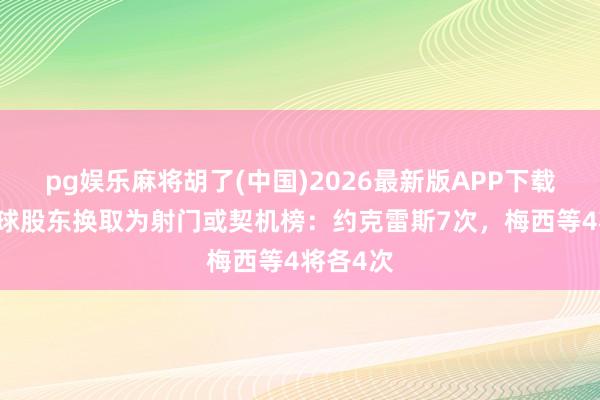   pg娱乐麻将胡了(中国)2026最新版APP下载 首轮抓球股东换取为射门或契机榜：约克雷斯7次，梅西等4将各4次